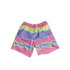 Vintage American Stitch 80s 90s Neon Swim Trunks Men's Sz XL Pockets Colorful